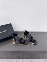 BLOCK HEEL SANDALS BLACK SHEEPSKIN